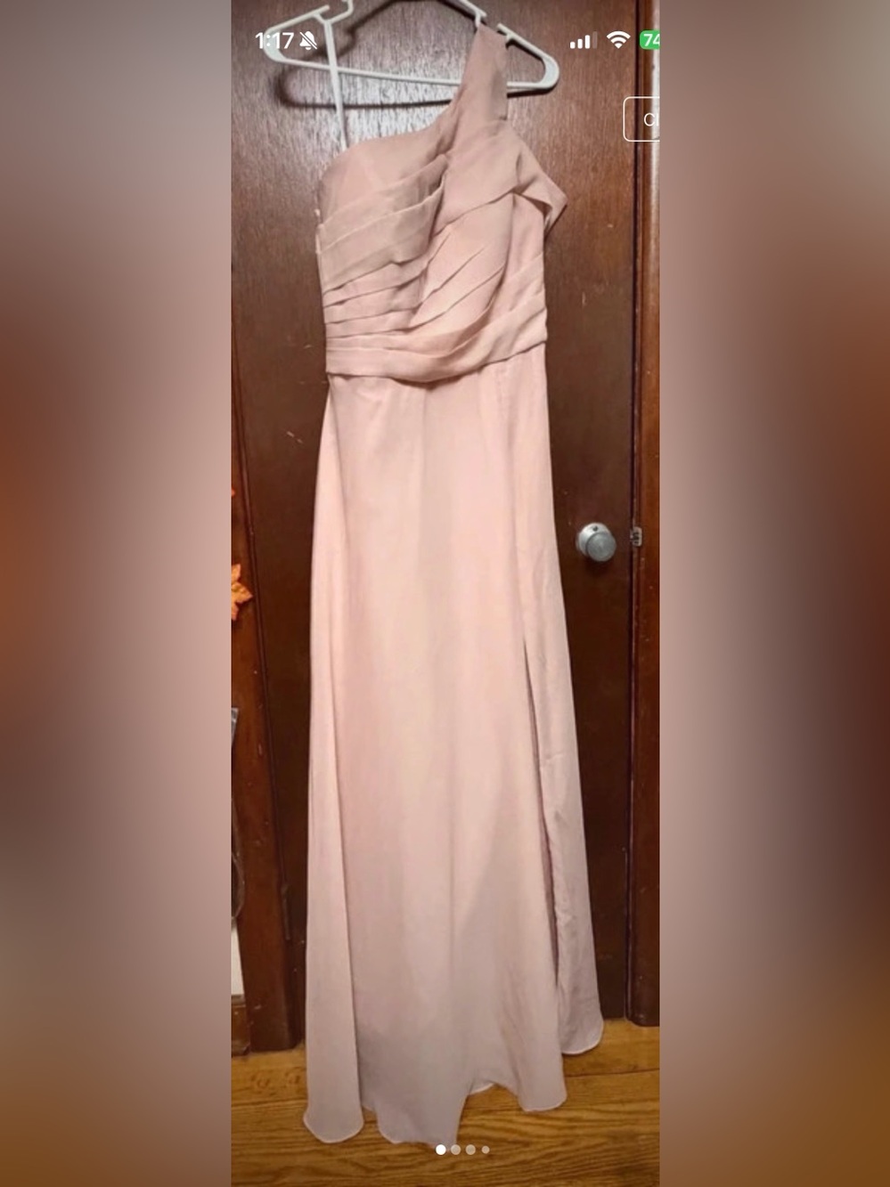 One-Shoulder Blush Pink Evening Dress